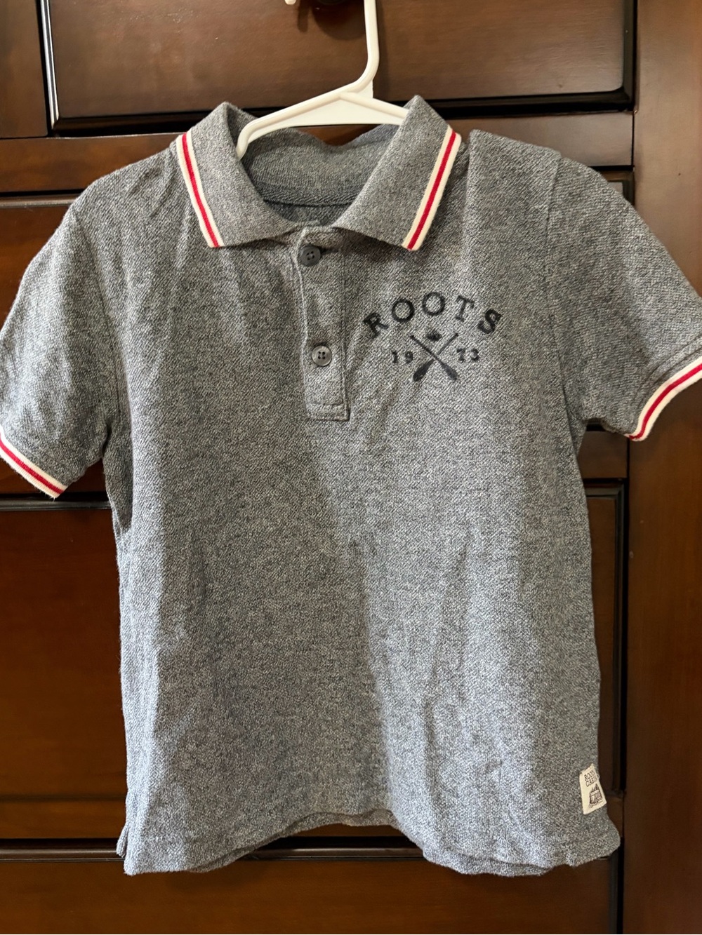 Roots Kids Grey Polo with Red-Trim Collar